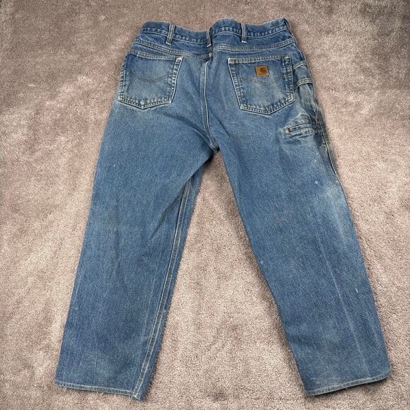 Vtg Carhartt Distressed Workwear Jeans Size 34 Relaxed Fit Utility Farm - Picture 3 of 4